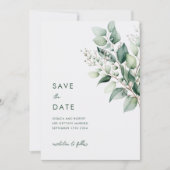 Elegant Minimal Eukalyptus Greenery Wedding Save The Date (Vorderseite)