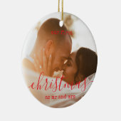 Elegant Minimal | First Christmas Photo and Text Keramik Ornament (Rechts)