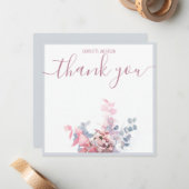 Elegant Minimal Floral Light Blue Vielen Dank Mitteilungskarte (Vorderseite/Rückseite Beispiel)