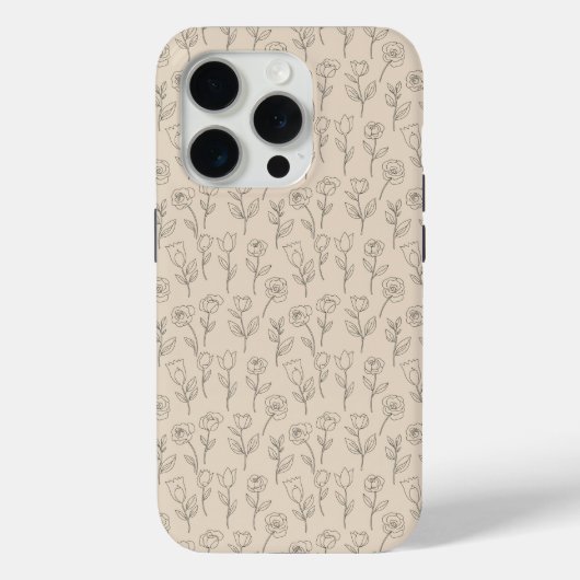 Elegant Minimal Floral Line Pattern Case-Mate iPhone Hülle (Rückseite)