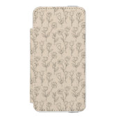 Elegant Minimal Floral Line Pattern Incipio iPhone Geldbeutel-Hülle (Folio Vorderseite)