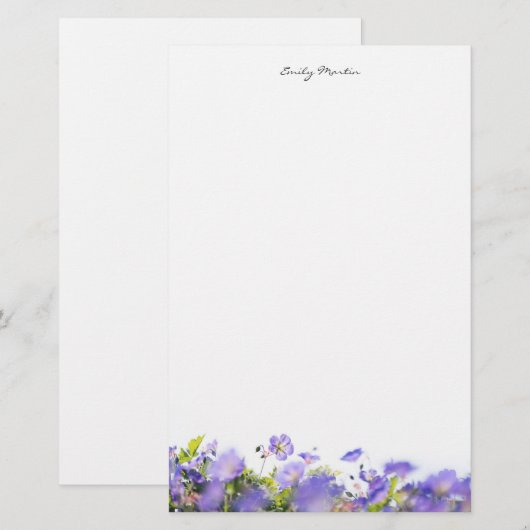 Elegant, minimal floral Personalized Briefpapier (Vorne/Hinten)