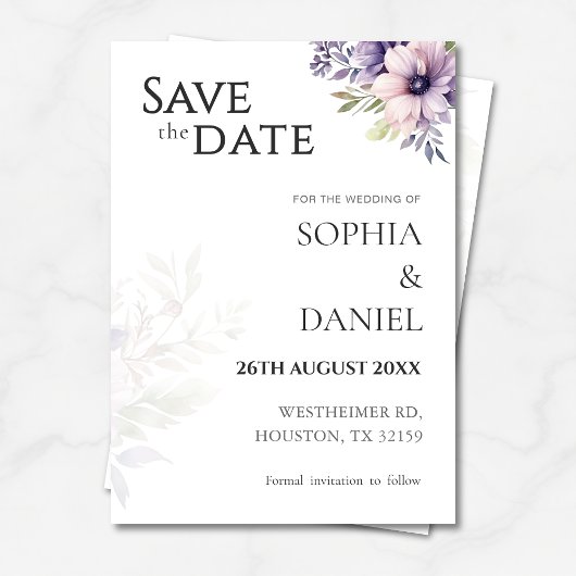 Elegant Minimal Floral Save the Date Card Einladung