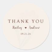 Elegant Minimal Floral Wedding Round Sticker (Vorderseite)