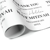 Elegant & Minimal floraler Hintergrund Bat Mitzvah Geschenkpapier (Rolleneckpunkt)