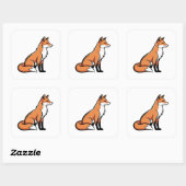 Elegant Minimal Fox Illustration Quadratischer Aufkleber (Blatt)