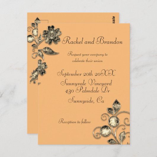 Elegant Minimal Gold Floral Postkarte (Vorne/Hinten)