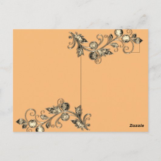 Elegant Minimal Gold Floral Postkarte (Rückseite)