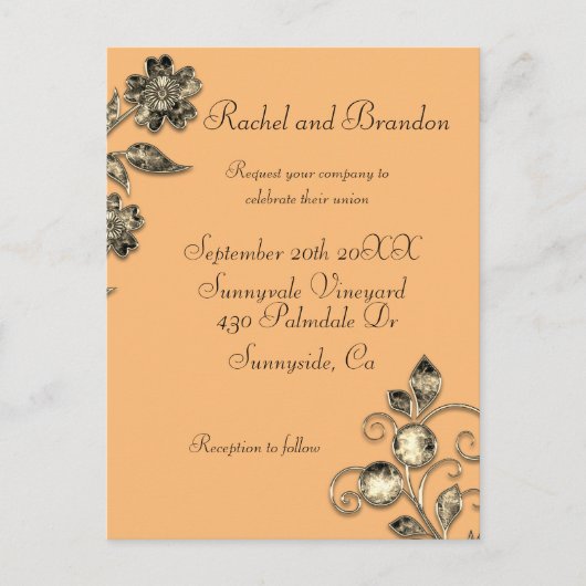 Elegant Minimal Gold Floral Postkarte (Vorderseite)