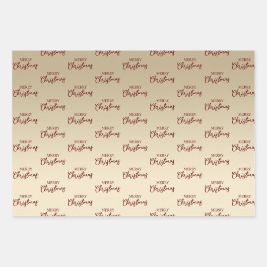 Elegant Minimal Gold Frohe Weihnachten  Geschenkpapier Set (Vorderseite 3)