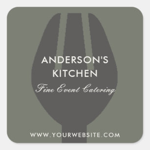ELEGANT MINIMAL GRAU SCHWARZE GRUPPE KOCH CATERING QUADRATISCHER AUFKLEBER