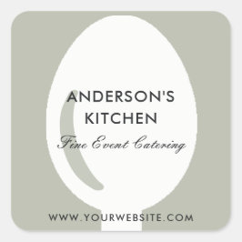 ELEGANT MINIMAL GRAU WEISS KOCH CATERING QUADRATISCHER AUFKLEBER