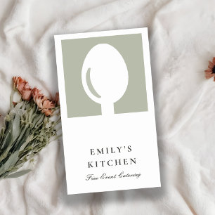 ELEGANT MINIMAL GRAUCHWEISS SPOON KOCH CATERING VISITENKARTE