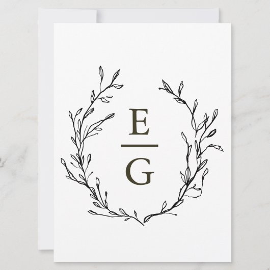 Elegant Minimal Greenerity Wedding Monogram Einladung (Vorderseite)
