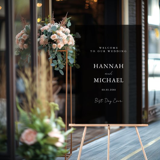 Elegant, Minimal, Hochzeit, schwarz Acrylschild