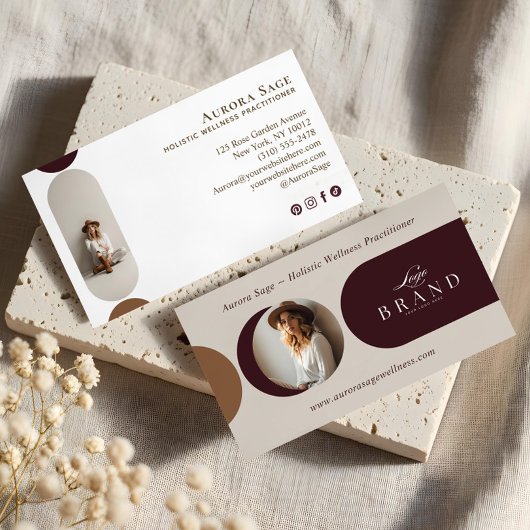 Elegant Minimal Holistic Celestial Moon Photo Luxe Visitenkarte