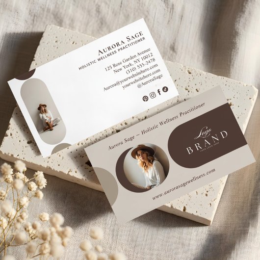 Elegant Minimal Holistic Celestial Moon Photo Luxe Visitenkarte
