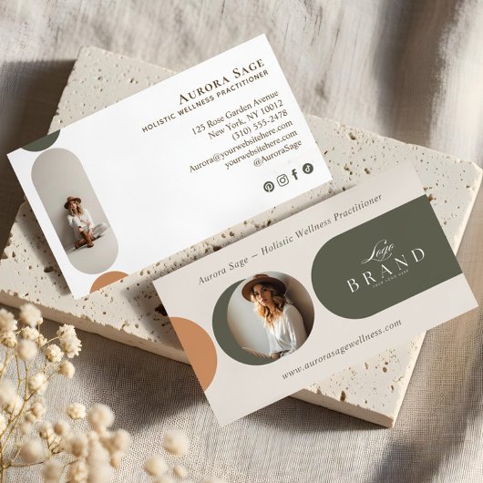 Elegant Minimal Holistic Celestial Moon Photo Luxe Visitenkarte