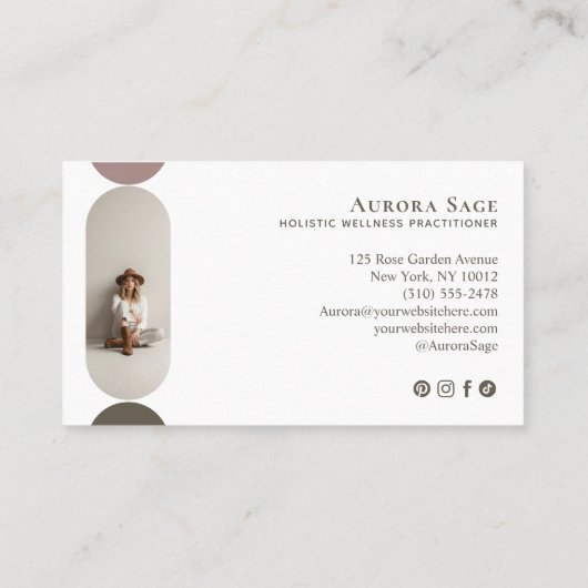 Elegant Minimal Holistic Celestial Moon Photo Luxe Visitenkarte (Rückseite)