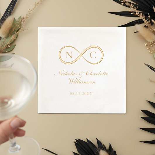 Elegant Minimal Infinity Love Monogram Wedding Servietten Mit Folie