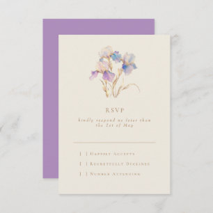 Elegant Minimal Iris Floral RSVP Karte