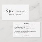 Elegant Minimal Lash Aftercare Instruktionen Visitenkarte (Vorne/Hinten)