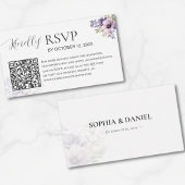 Elegant Minimal Lavender Floral QR Code Wedding  Begleitkarte