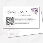 Elegant Minimal Lavender Floral QR Code Wedding  Begleitkarte
