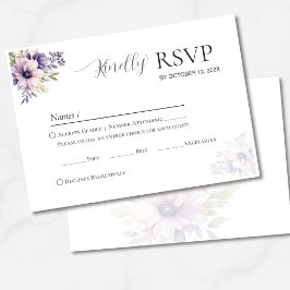 Elegant Minimal Lavender Floral Wedding RSVP  Karte
