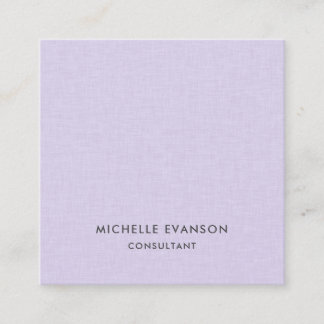 Elegant Minimal Lavender Purple Linen Professional Quadratische Visitenkarte