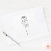 Elegant Minimal Line Art Rose Quadratischer Aufkleber (Umschlag)