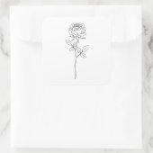Elegant Minimal Line Art Rose Quadratischer Aufkleber (Tasche)