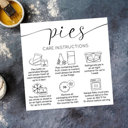 Elegant Minimal Logo Baked Pies Care Instructions Quadratische Visitenkarte