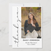 Elegant Minimal Minimalist Graduation Dankeskarte (Vorderseite)