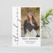 Elegant Minimal Minimalist Graduation Dankeskarte (Stehend Vorderseite)