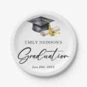 Elegant Minimal Minimalist Graduation Pappteller (Vorderseite)