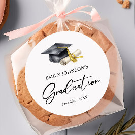 Elegant Minimal Minimalist Graduation Runder Aufkleber