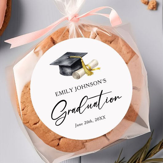 Elegant Minimal Minimalist Graduation Runder Aufkleber