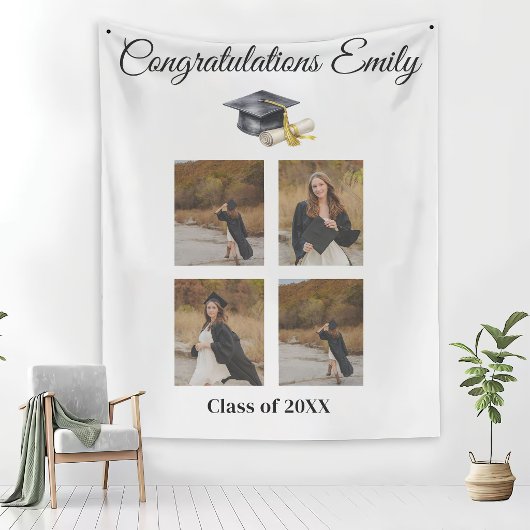 Elegant Minimal Minimalist Graduation Wandteppich