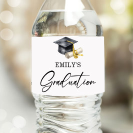 Elegant Minimal Minimalist Graduation Wasserflaschenetikett