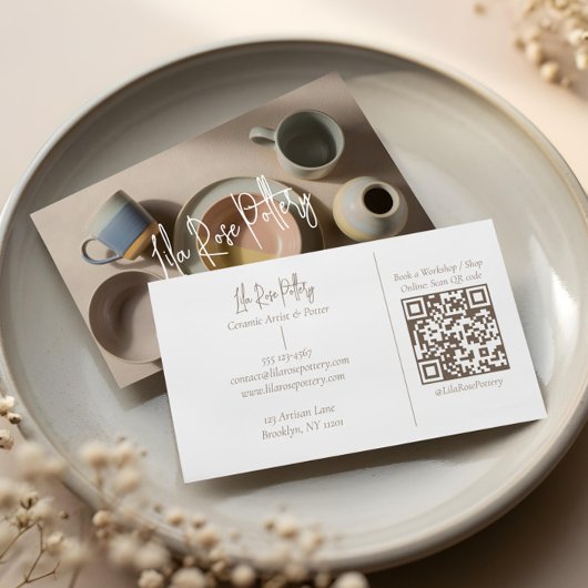 Elegant Minimal Modern hand Made Pottery Photo Visitenkarte