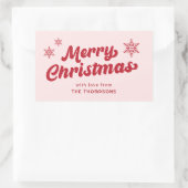 Elegant Minimal Modern Pink Boho Frohe Weihnachten Rechteckiger Aufkleber (Tasche)