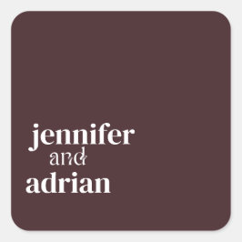 Elegant Minimal Modern Wedding Envelope Square Quadratischer Aufkleber