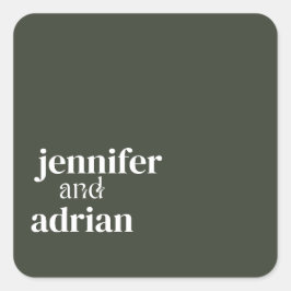 Elegant Minimal Modern Wedding Envelope Square Quadratischer Aufkleber