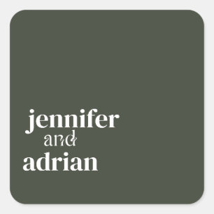 Elegant Minimal Modern Wedding Envelope Square Quadratischer Aufkleber