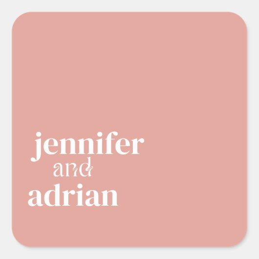 Elegant Minimal Modern Wedding Envelope Square Quadratischer Aufkleber (Vorderseite)