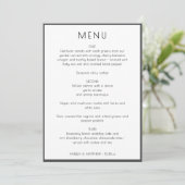 Elegant Minimal Modern White Simple Wedding Dinner Menükarte (Stehend Vorderseite)