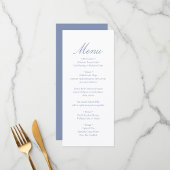 Elegant Minimal Monogram Blue Wedding Menükarte