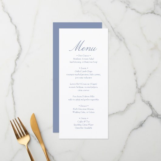 Elegant Minimal Monogram Blue Wedding Menükarte