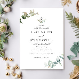 Elegant Minimal Monogram Greenerity Wedding Einladung